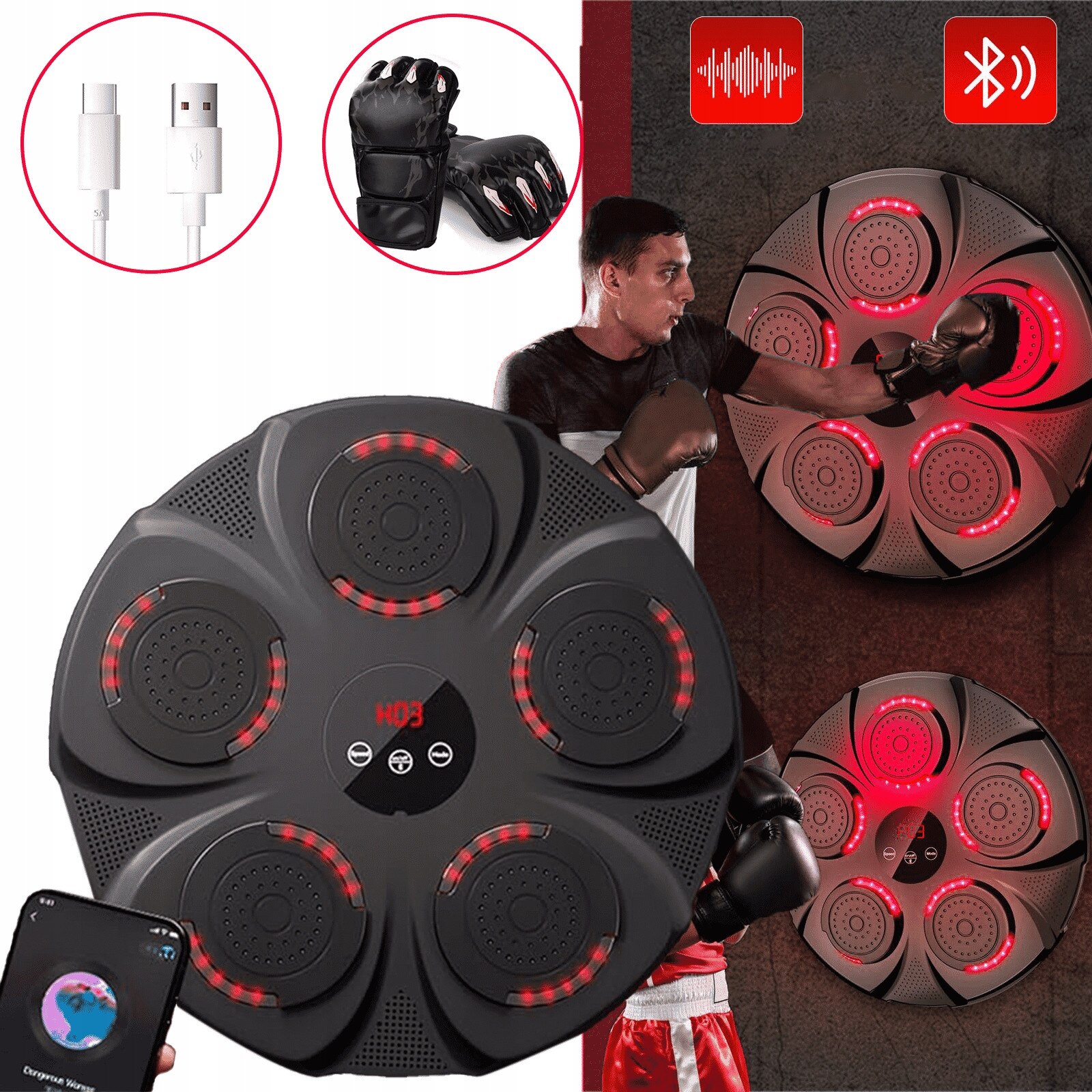 Aparat de Box Muzical Bluetooth cu 9 Nivele de Viteza si Numaratoare ...