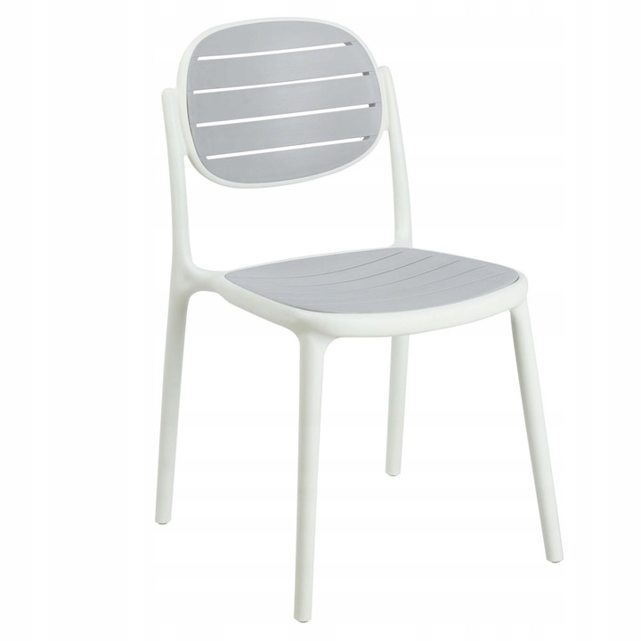 Градински стол, Furnitex, K30-FX, бяло-сив, 43x43x83см, стифиращ се, 5кг