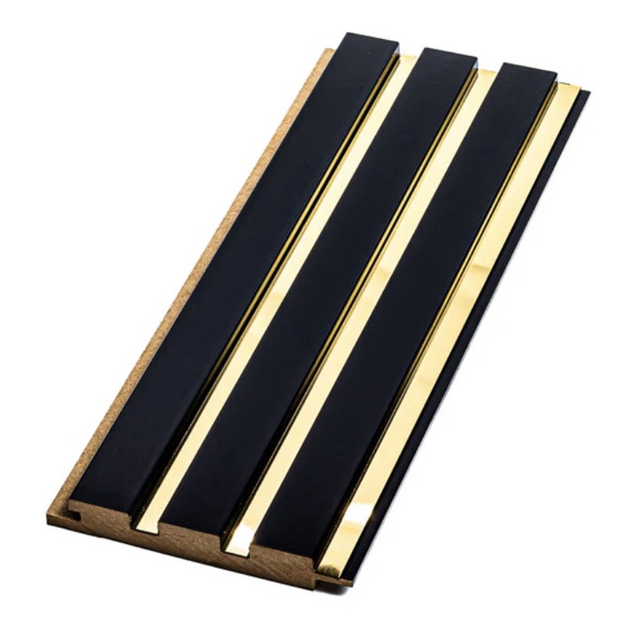 Riflaj Decorativ Mdf Black & Auriu 280x12, 1x1, 8 cm