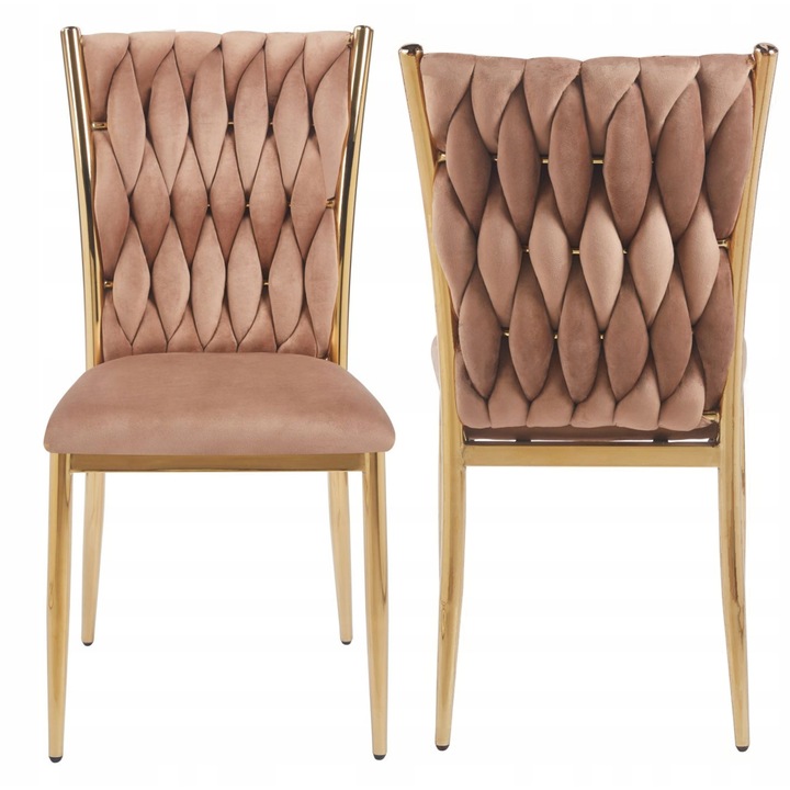 Scaun Furnitex cappuccino, metalic auriu, design modern, dimensiuni 47x95x42cm