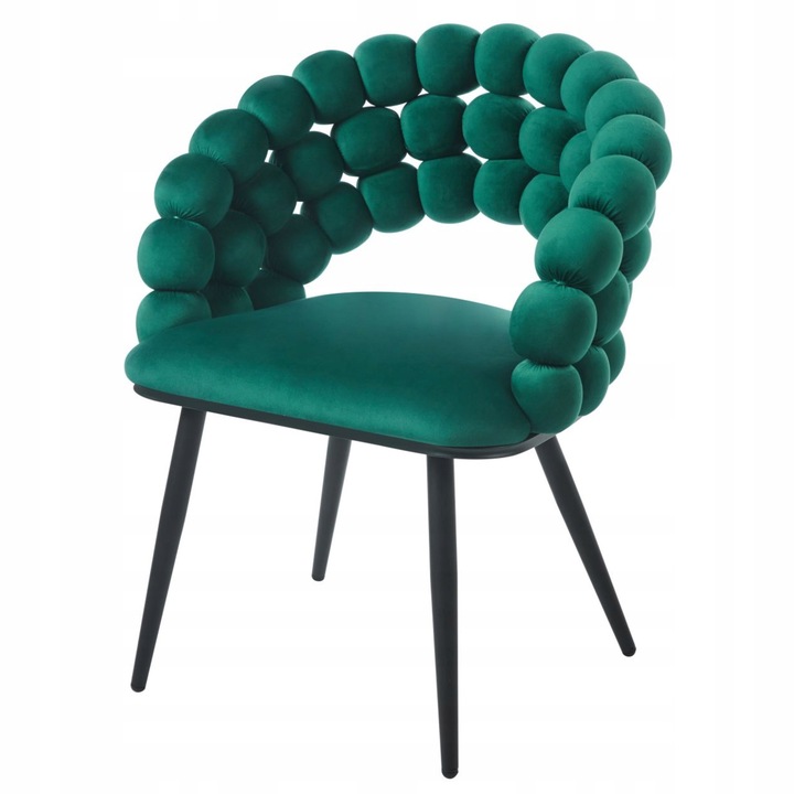 Стол BUBBLE, Furnitex, зелено кадифе, 86x62см, с подлакътници, метални крака