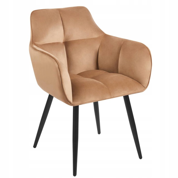 Стол, Furnitex, Капучино, велур, черни крака, с подлакътници