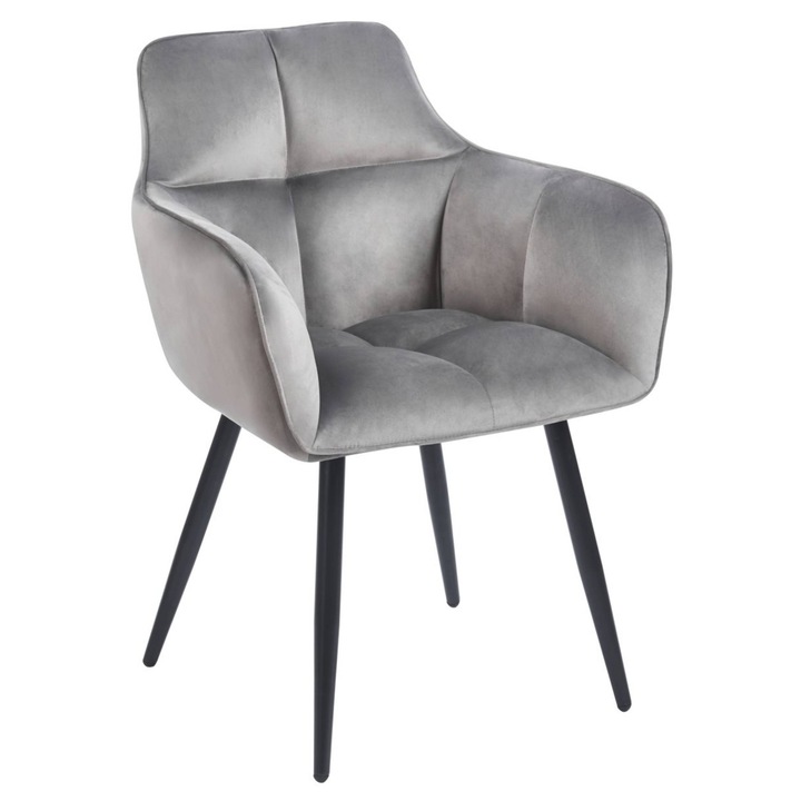 Стов, Furnitex, K40-FX, сив велур, с подлакътници, размери 61x85x46cm