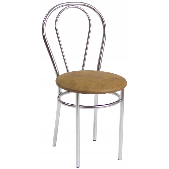 Scaun de bucatarie, ecologic, cu cadru metalic, culoare nuc, dimensiuni 41x48x87cm