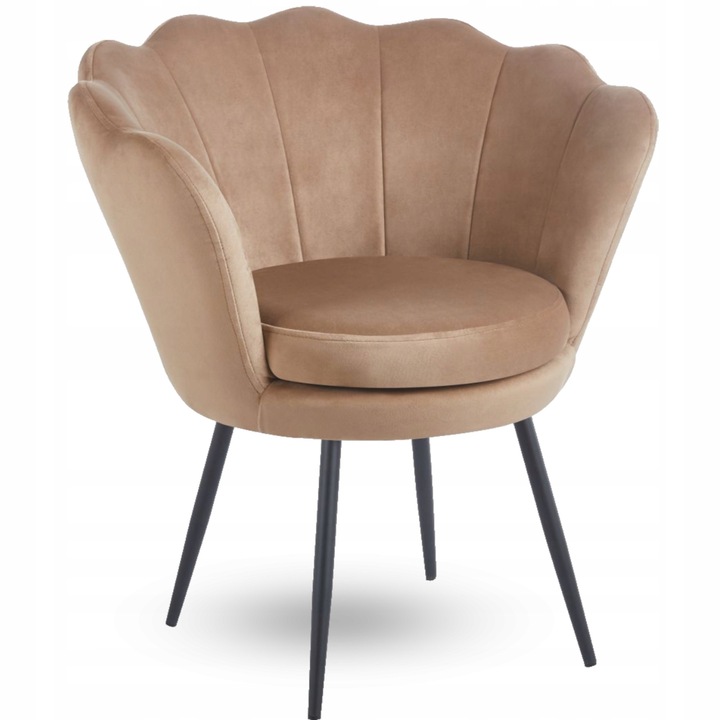 Fotoliu Cappuccino, Furnitex, metal negru, dimensiuni 68x42x77cm, tapiterie velur