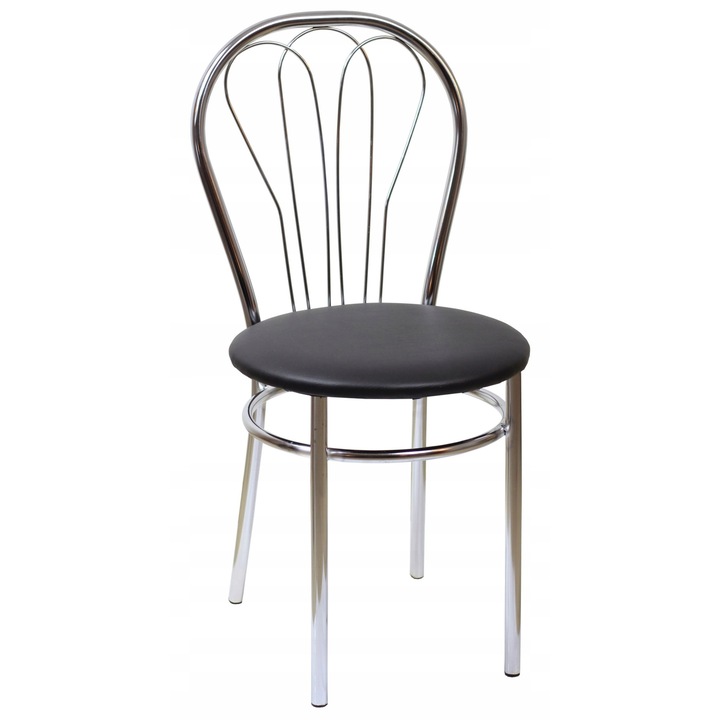 Scaun metalic Venus, Furnitex, cromat, negru, 87x41cm, capacitate 150kg