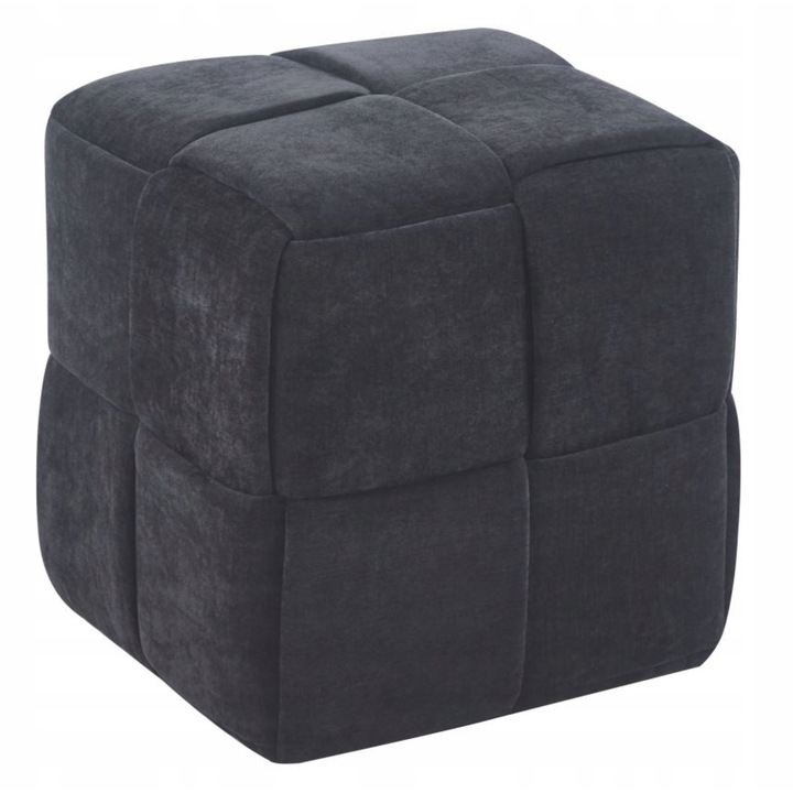 Табуретка Furnitex, PUF P6-FX, черна, 38x38см, материал Maloy, модерен дизайн