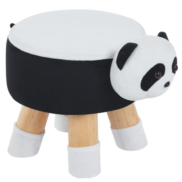 Табуретка PANDA, Furnitex, 30x30x30cm, черно-бяло