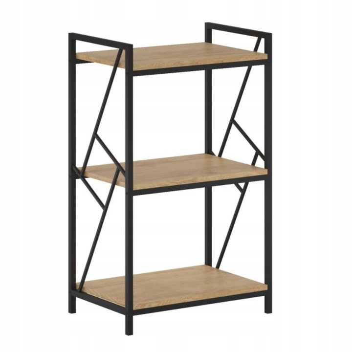 Рафт, Furnitex, Естествен дъб/черен, 60x40x99см