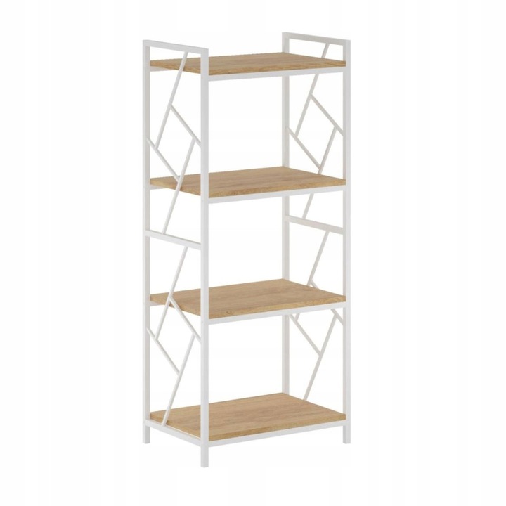 Raft Loft Furnitex, 4 polite, dab natural, alb, 60x40x139,5cm