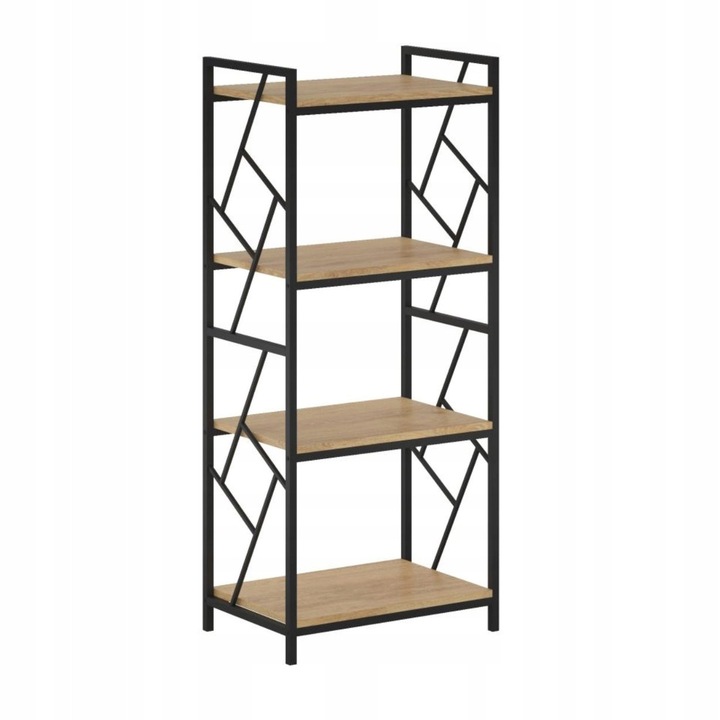 Рафт лофт Furnitex 4 полици, дъб натурален, метал черен, 60x40x139,5см
