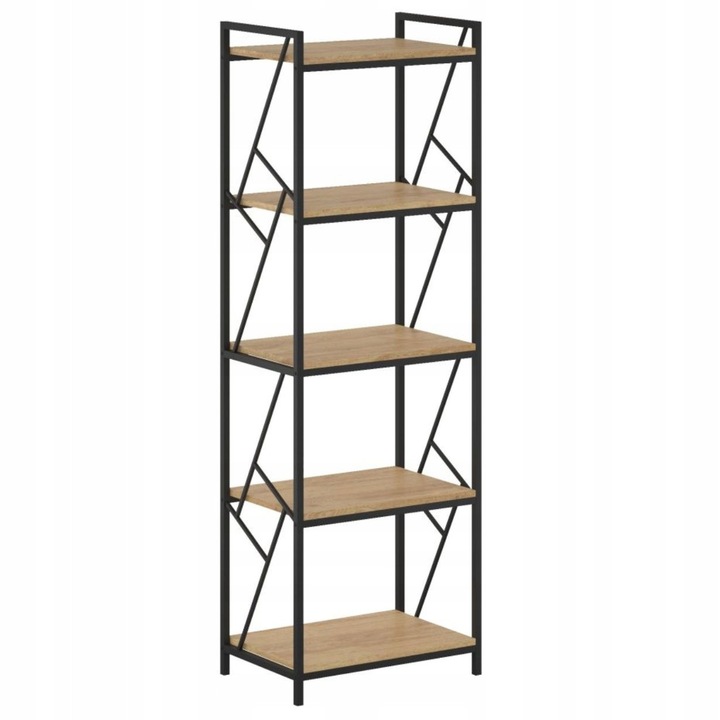 Рафт лофт Furnitex 5 рафта, естествен, черна рамка, 60x40x180см