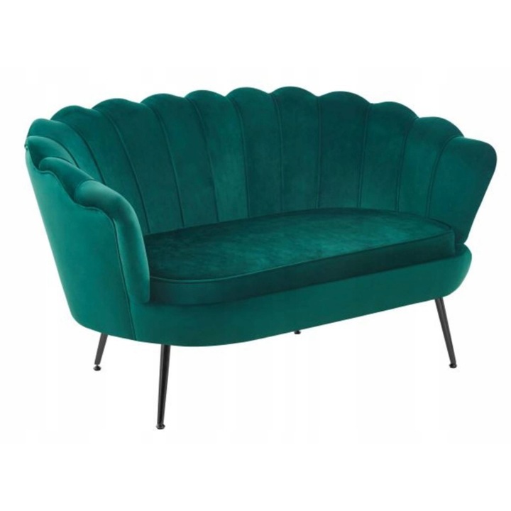 Canapea Furnitex, 2 locuri, catifea verde, 138x74cm