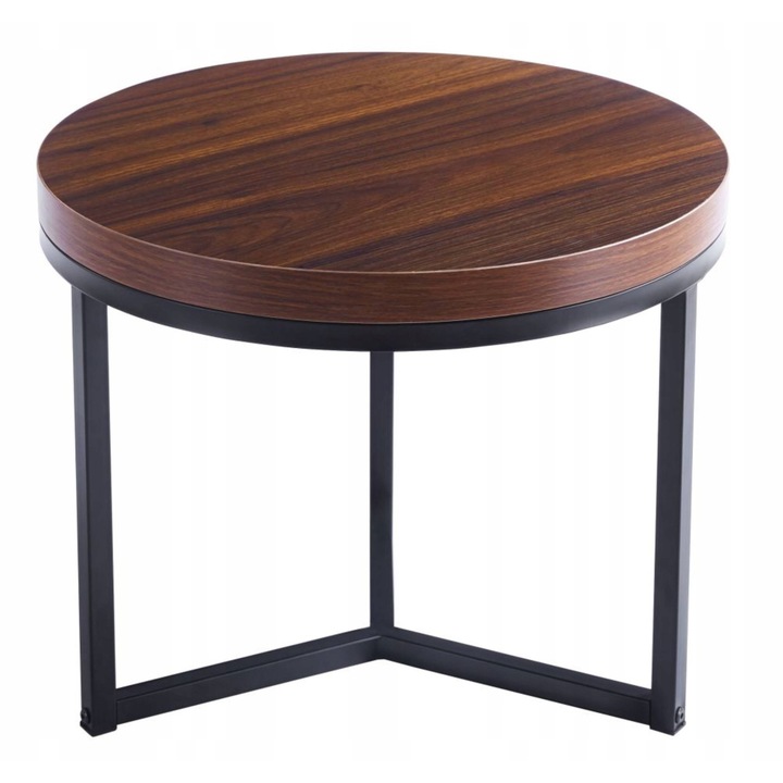 Mese set 2 bucati, RITA, orzech, 50x50x40cm, baza neagra