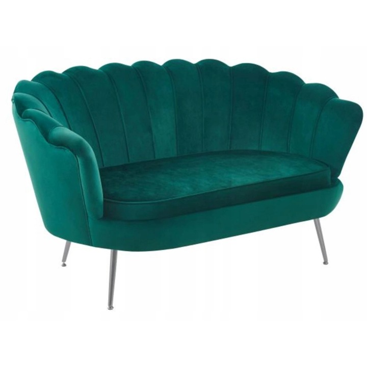Canapea din catifea, Furnitex, verde, 138x74cm, cu picioare metalice