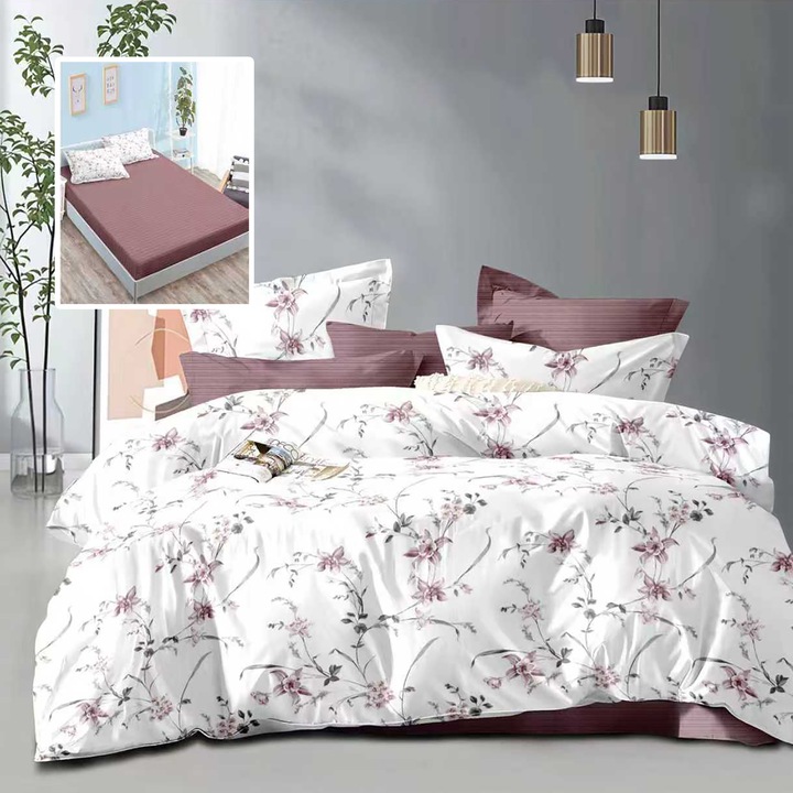 Lenjerie de pat Economy 6 piese cu husa (ECNH34)