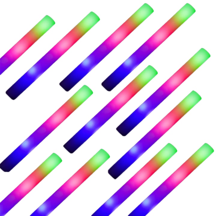 Set 12 bete de spuma luminoase LED, AFKSMILE, Accesorii pentru petrecere, Multicolor, 47x4cm