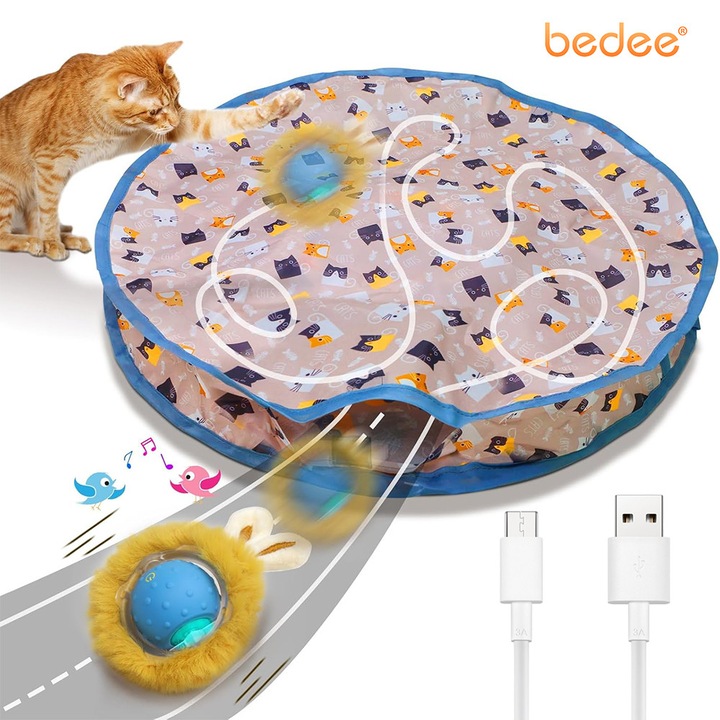 Bedee interaktív macskajáték, elektromos automata labda, kettős mód, környezetbarát szilikonból, alvás funkcióval, gyors töltés
