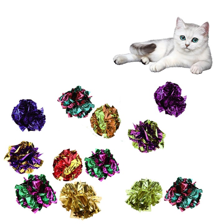 12 db játék macskalabda készlet, RDWESZOD, többszínű, 4.5cm