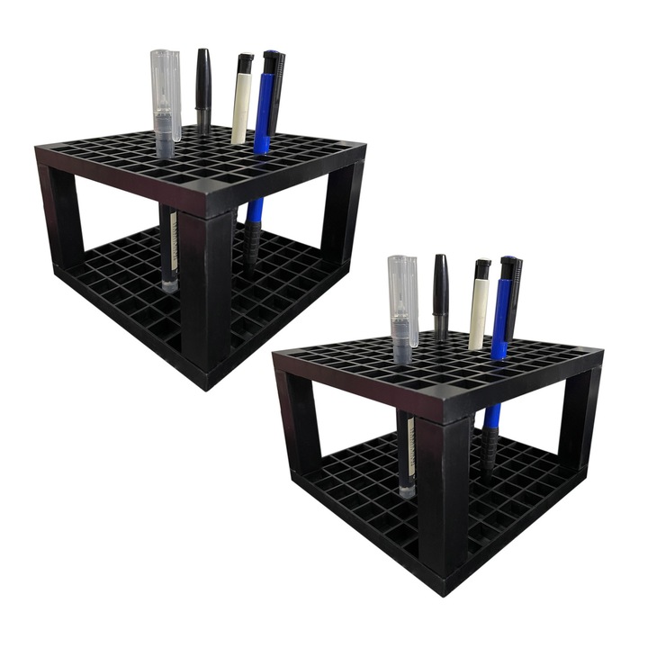 Suport creioane RDWESZOD cu 96 de sloturi, perfect pentru stilouri/creioane, pensule de pictura, stilouri cu gel, 2 bucati, negru