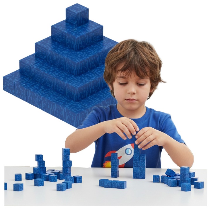 Комплект за изграждане Creative World, 50 магнитни блока, вода, 2 см, за деца 3+