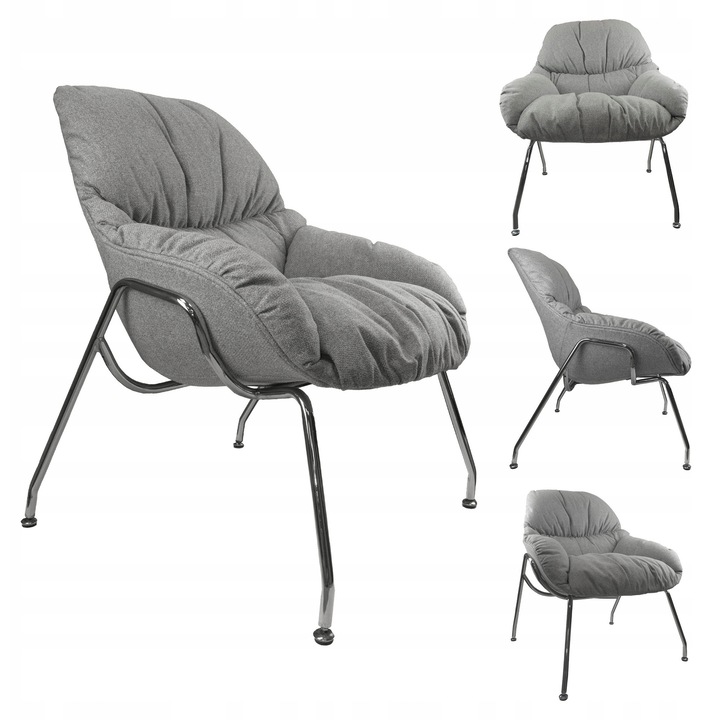 Фотьойл тапициран, Nuforma, модерен, сив, 88x84x74см