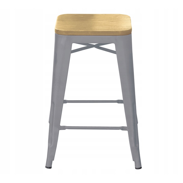 Hoker bar, Home Select, inaltime 77cm, latime 42,5cm, adancime 42,5cm, metalic, argintiu