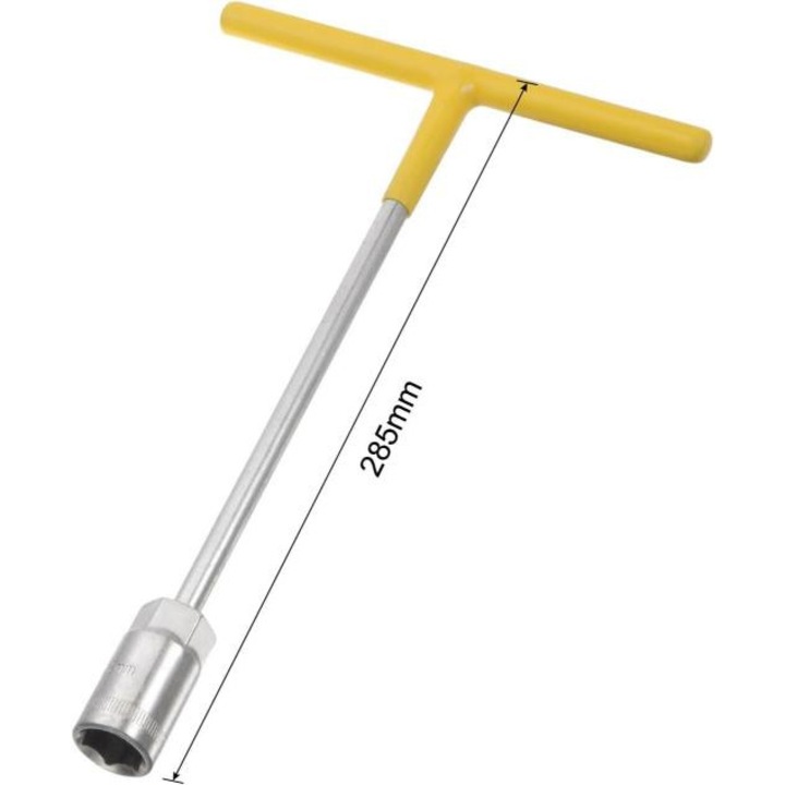 Cheie tubulara fixa in T 18 mm, argintie-galben, dimensiuni 28x17x0,9cm