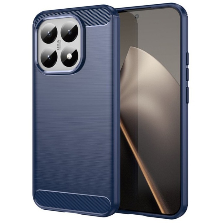 Husa Spate Upzz® Carbon Pro, Compatibila Cu Xiaomi 15T, Protectie Perfecta, Silicon, Albastru