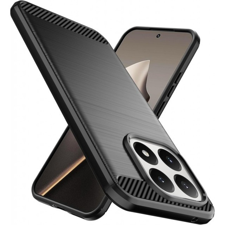 Husa Spate Upzz® Carbon Pro, Compatibila Cu Xiaomi 15T, Protectie Perfecta, Silicon, Negru