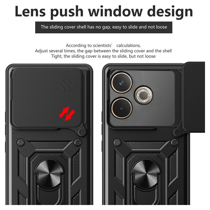 Husa Spate Upzz® Camshield Compatibila Cu Oppo A5 Pro 4G / A5 Pro 5G, Protectie La Camere, Inel Metalic, Stand - Negru