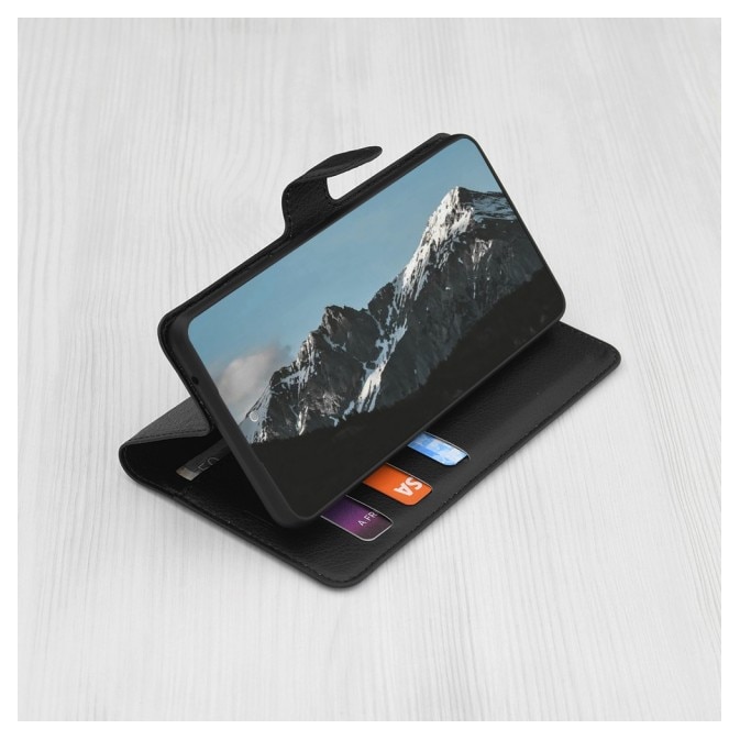 Husa Upzz® Leather Folio Compatibila cu Motorola Edge 60 PRO, Magnet, Suport Card - Black