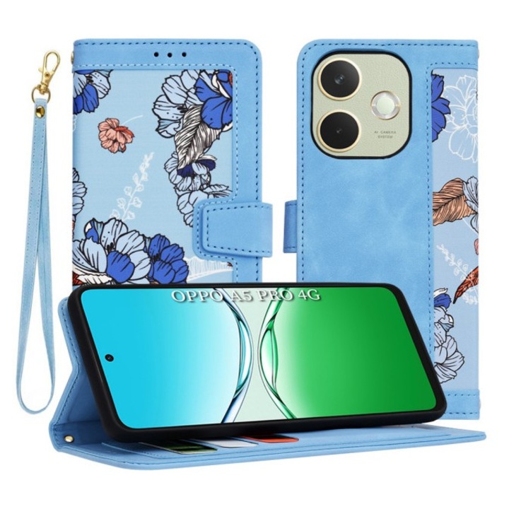 Husa Upzz® FlipCraft Compatibila cu Oppo A5 Pro 4G / A5 Pro 5G - Vibrant Blue