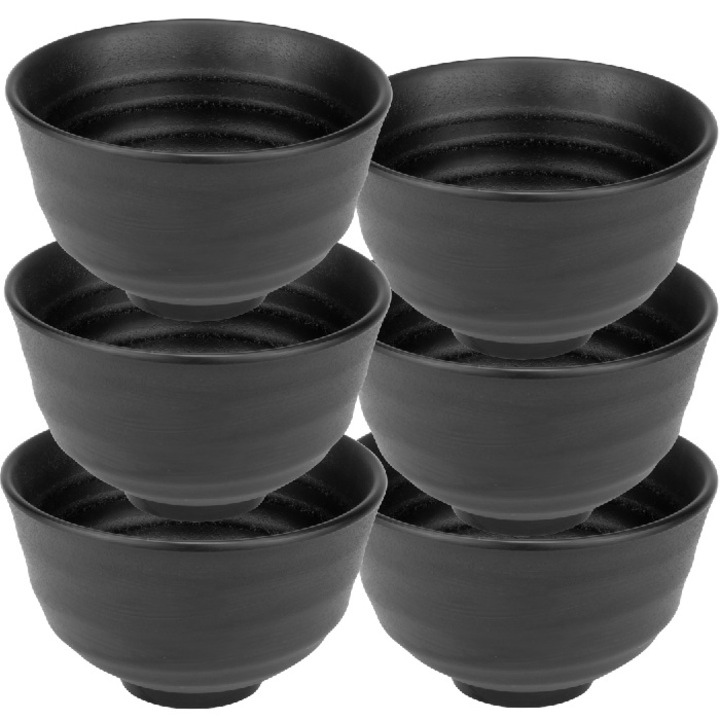 Set 6 boluri melamina RAKI SHIBUI 13cm, negru