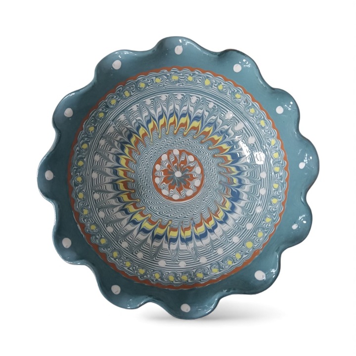 Bol cret, Ceramica de Horezu, lucrat manual, 26-28cm