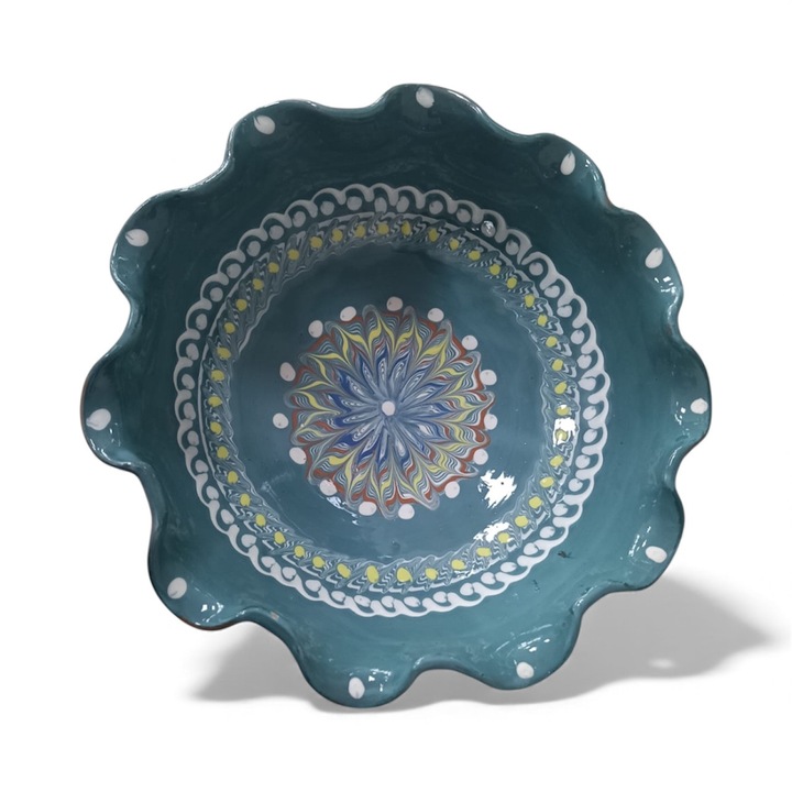 Bol cret, Ceramica de Horezu, lucrat manual, 26-28cm