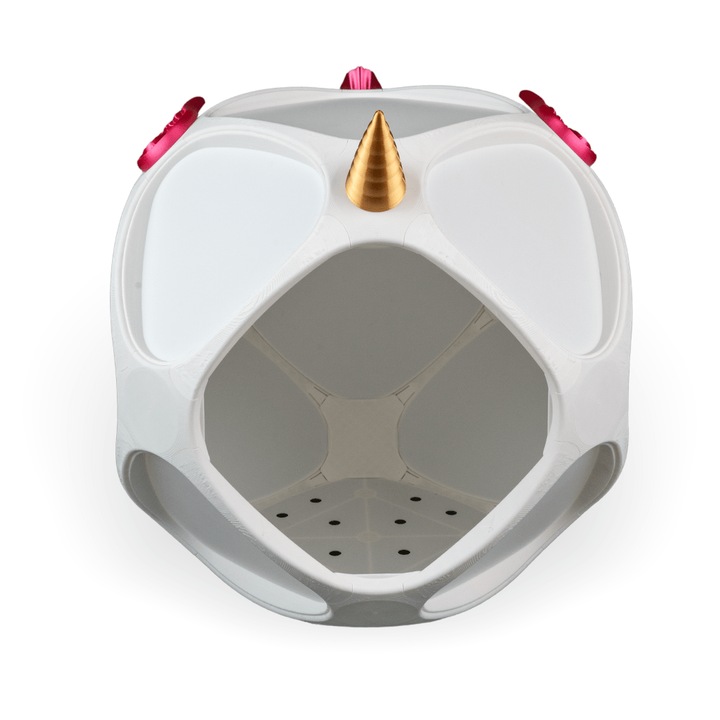 Къща за домашни любимци Magic Unicorn, 3D принтиране, розови крила, златен рог, 40x40x40 см