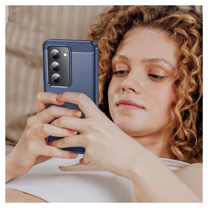 Husa Spate Upzz® Carbon Pro, Compatibila Cu Xiaomi Redmi 15 4G / 5G, Protectie Perfecta, Silicon, Blue