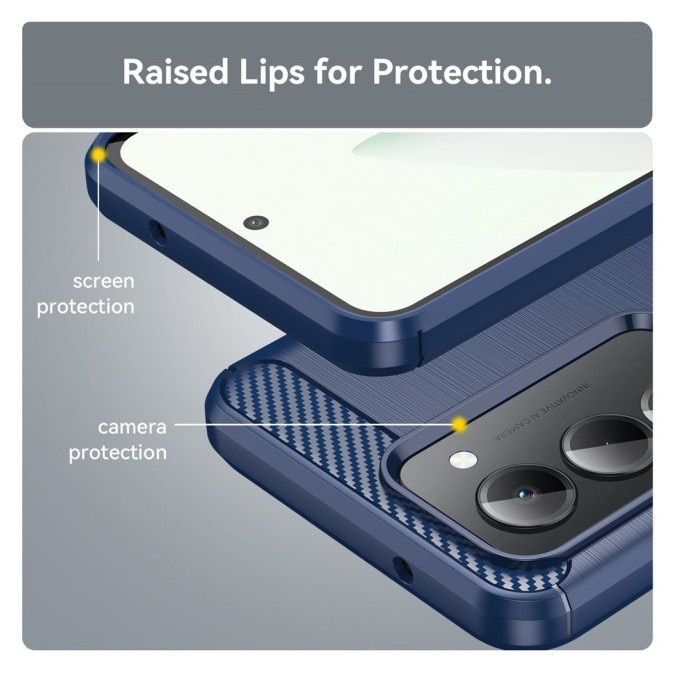 Husa Spate Upzz® Carbon Pro, Compatibila Cu Xiaomi Redmi 15 4G / 5G, Protectie Perfecta, Silicon, Blue