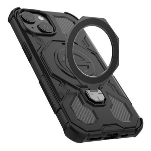 Husa Upzz® Carbon Shield Compatibila Cu Xiaomi Redmi 15 4G / 5G, Inel Magnetic Si Stand, Super Protectie - Pink