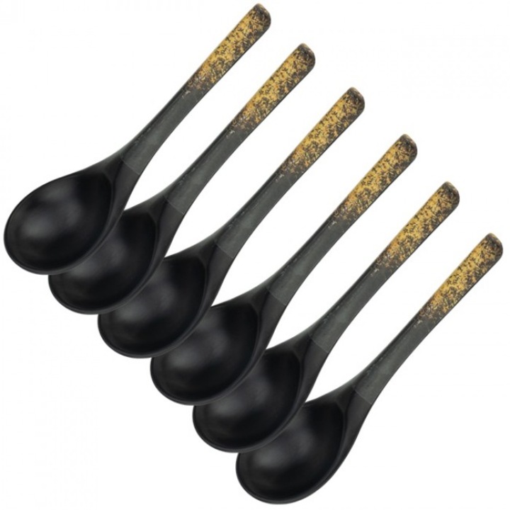 Set 6 linguri traditioanle asiatice Raki Okimi pentru supa 15, 5cm din melamina