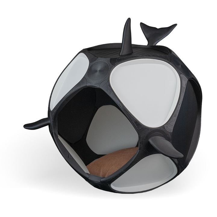Orca Pet Къща за котки и малки кучета, място за сън, удобен вътрешен подслон, 3D принтирана, 40×40×40 см