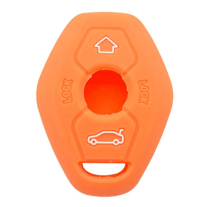 Husa Silicon Portocaliu compatibila cu Cheia BMW E46 E39 E83 E81 E60 E61 E85 E86 E53, iNGENIO
