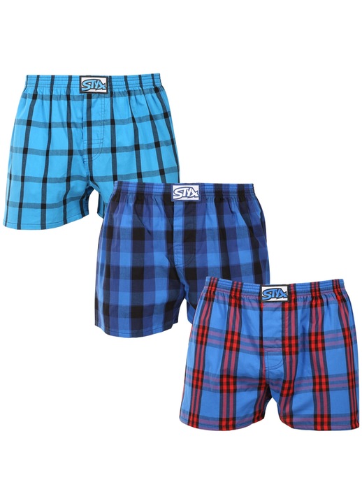 Set 3 boxeri barbatesti Styx, multicolori, 100% bumbac, croiala confortabila