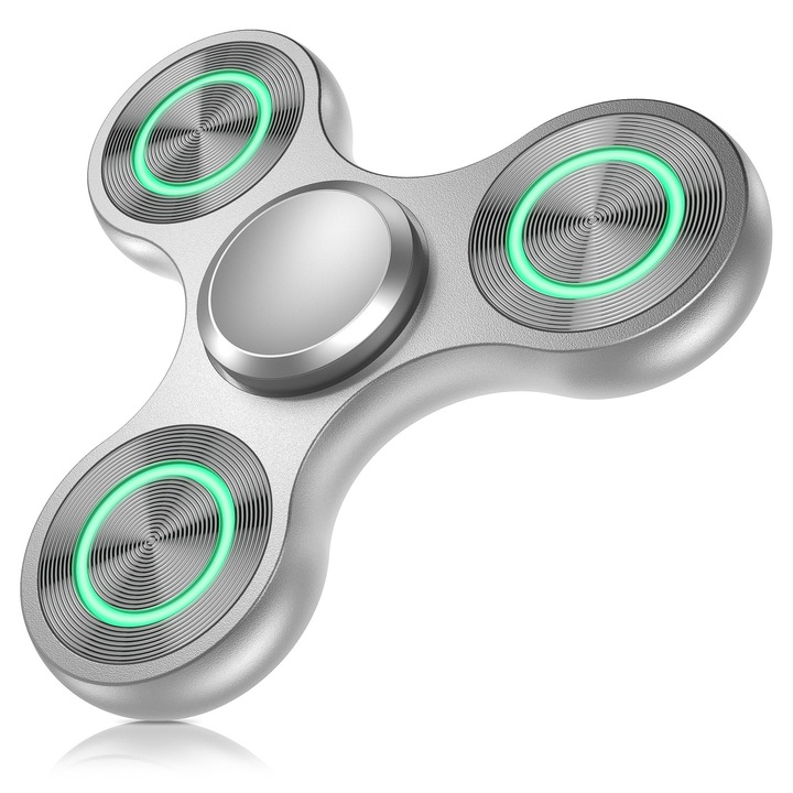 Luminos Fidget Spinner - Jucarie Antistres pentru ADHD si Concentrare - Pentru Copii si Adulti, argintiu