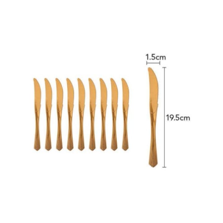 JOHNTERRA Set 2 Bucati, Set 10 Cutite de Unica Folosinta, Floppy, Plastic 17 x 1.6 cm, Bronz