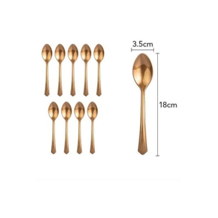 JOHNTERRA Set 2 Bucati, Set 10 Linguri de Unica Folosinta 15 x 3.3 cm, Bronz