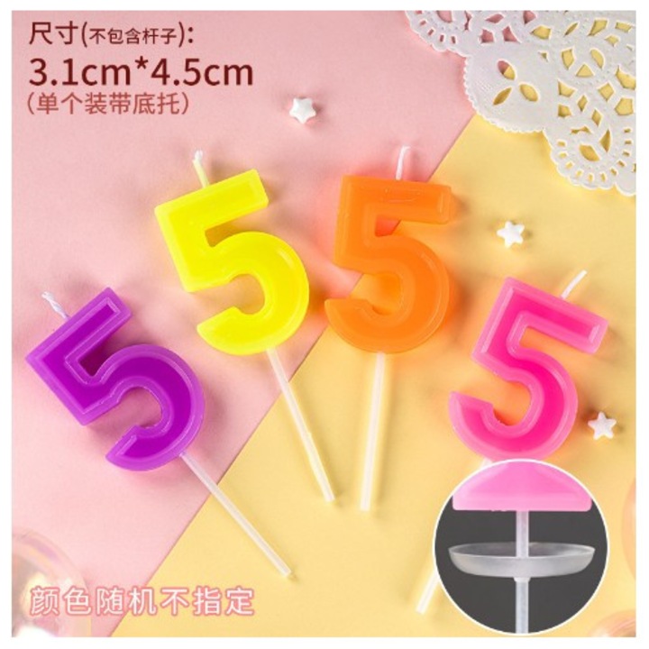 Lumanare Tort, cifra 5, Culoare Random