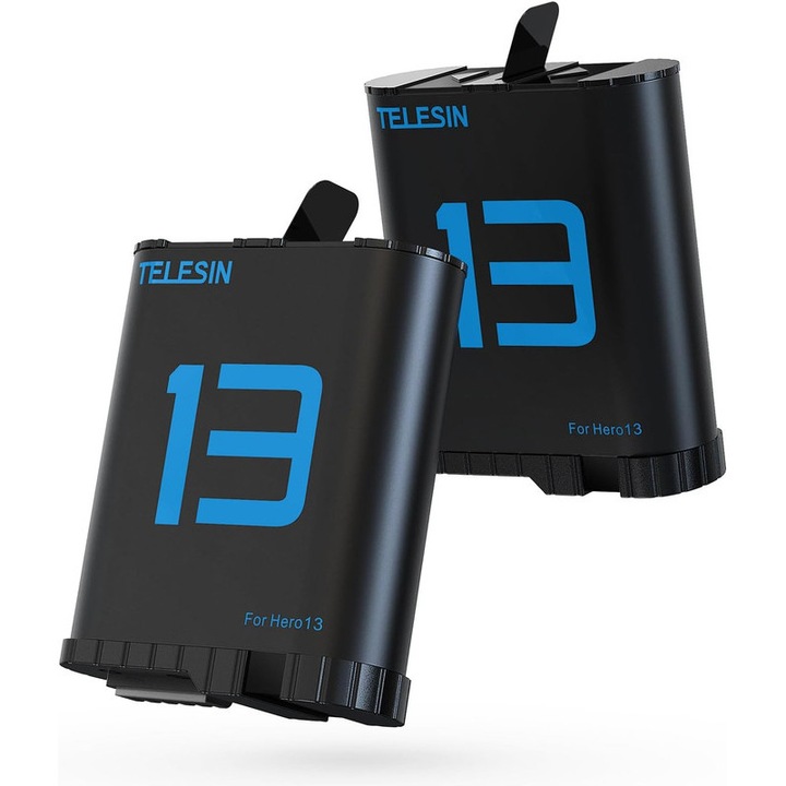 TELESIN Acumulator Reincarcabil pentru GoPro Hero 13, 1900mAh, 7,39Wh, 70min inregistrare 4K, Fara Blocare, Compatibil cu incarcatorul Original, Accesorii pentru camera de actiune, 1 pachet