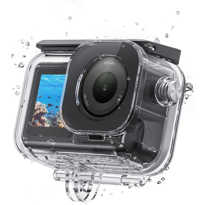 Carcasa Impermeabila TELESIN cu Anti-Abur pentru Camera DJI Osmo Action 6, Husa Subacvatica cu Coaja/Colivie, Suporta Scufundari la 60M/196FT, Scuba, Snorkeling, cu Suport cu Eliberare Rapida si Surub, Accesorii Action 6